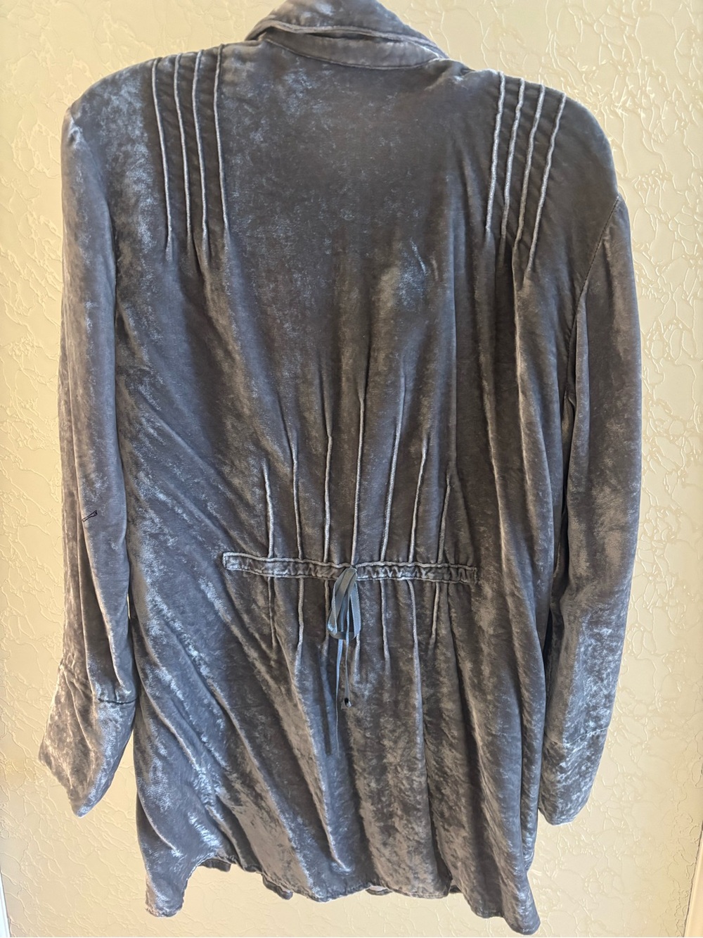 Velvet Button-Front Blouse - Slate Blue - Picture 5 of 6